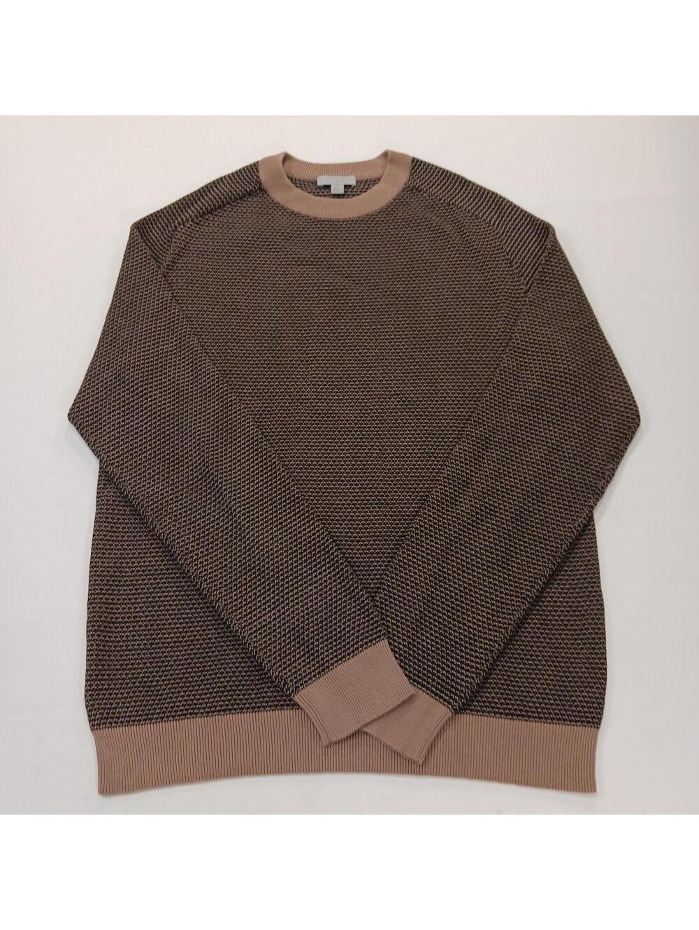 COS RN#101255 Men's Brown Crewneck Pullover Knit Long Sleeve Cotton Sweater Sz M